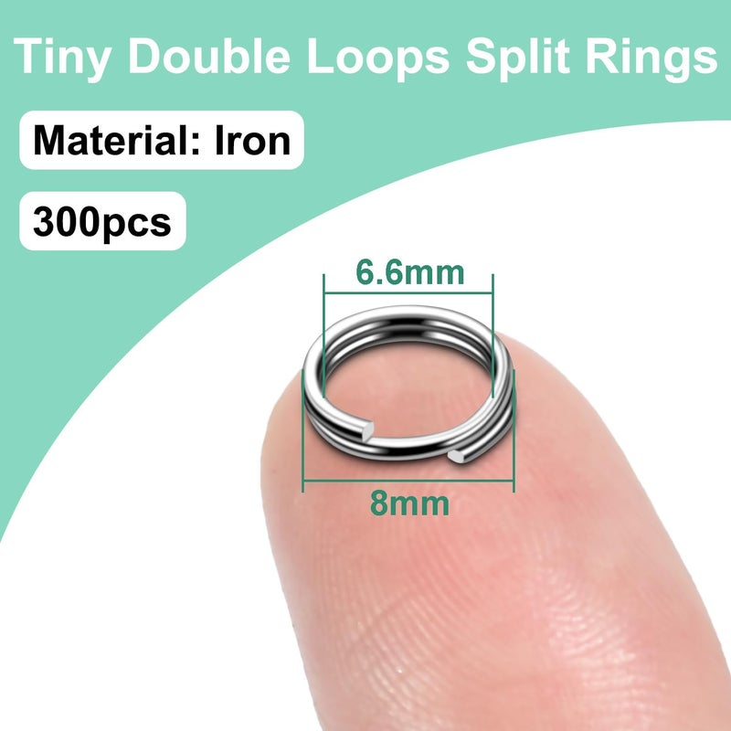 ManTangSun 8mm 300 PCS Silver Tiny Split Key Rings for Jewelry Making, Double Loops Split Jump Rings Necklaces Bracelets Earrings Metal Mini Key Rings DIY Craft Hardware - Image 2